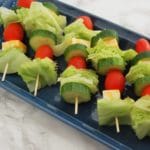 These salad skewers are an easy, fun, hand-held way for the whole family to enjoy their greens! It's a perfect summertime, picnic food. Get this and more easy, fun, healthy recipes at @nutritiontofit.