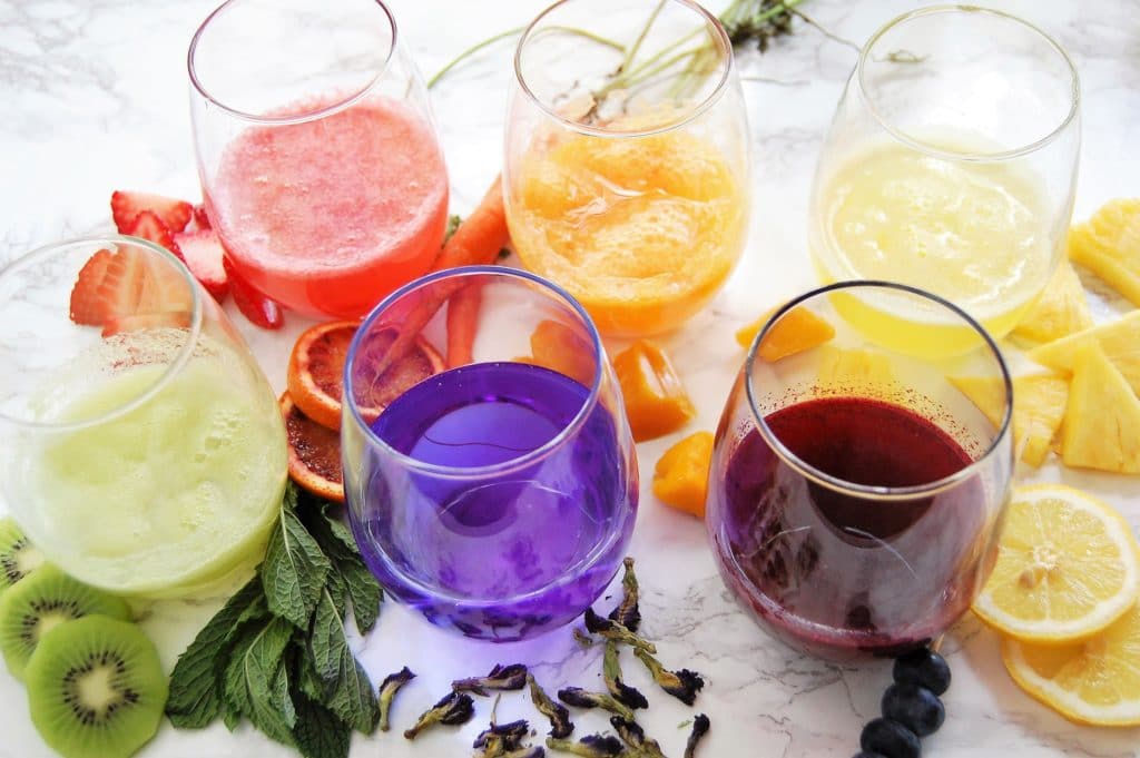 Taste the rainbow with these colorful Sparkling Rainbow Mocktails. All of their flavor, color, and sweetness comes naturally from fruit, vegetables, herbs, and teas. So yes - these beautiful beverages are dye-free and sugar-free! Get the recipes at @nutritiontofit!