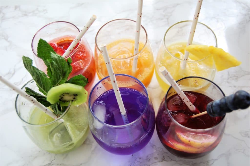 Taste the rainbow with these colorful Sparkling Rainbow Mocktails. All of their flavor, color, and sweetness comes naturally from fruit, vegetables, herbs, and teas. So yes - these beautiful beverages are dye-free and sugar-free! Get the recipes at @nutritiontofit!
