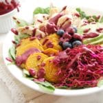 This Golden Beet Kale Salad with Blueberry Lime Dressing is an easy, healthy salad recipe. This salad is colorful, vibrant, nutritious, delicious, and can easily be part of meal prep so it can be enjoyed fast. For this recipe and more like it check out @nutritiontofit.