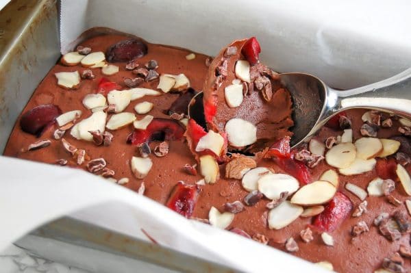 Chocolate cherry almond nice cream is a delicious antioxidant-packed summer treat with no added sugar!