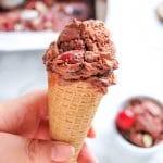 Chocolate cherry almond nice cream is a delicious antioxidant-packed summer treat with no added sugar!