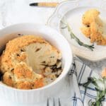 Rosemary Garlic Roasted Cauliflower makes a sophisticated vegetarian side dish, perfect for the holidays. Bonus? It's really low-maintenance to make! It also is gluten-free, dairy-free, and ideal to bring to gatherings where friends and families may have food allergies or sensitivities.