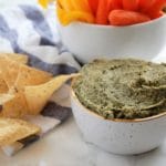 This Spinach Artichoke Dip is super easy and fast to make with just three ingredients. Bonus? It's vegan and a great option for food allergies and sensitivities!