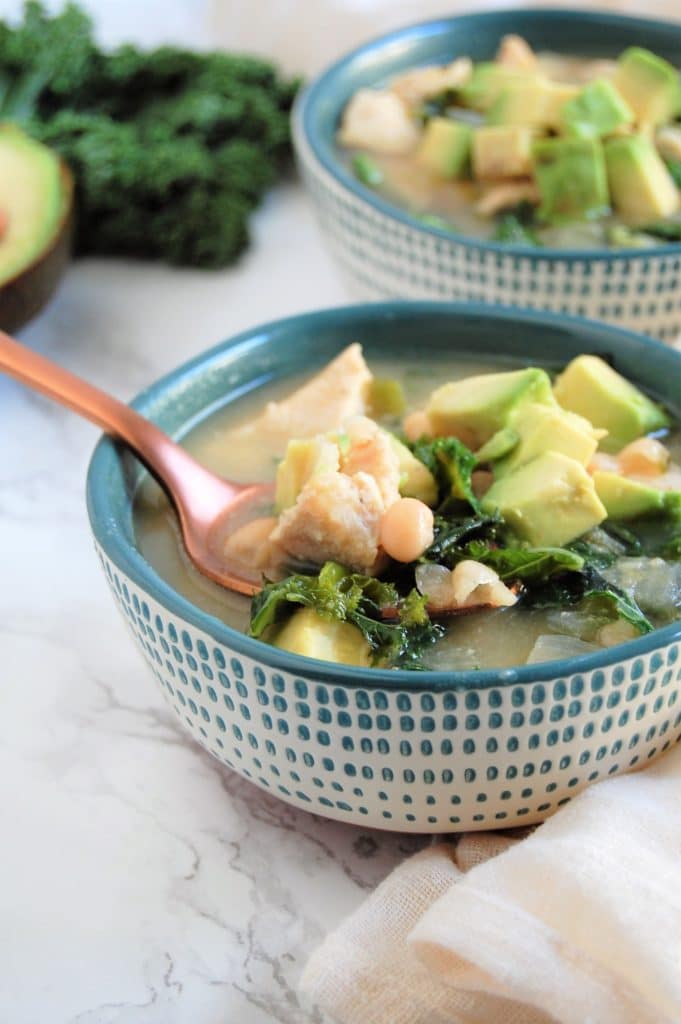 This Chicken & Kale White Bean Chili is packed with delicious flavor, family-friendly, and naturally gluten- and dairy-free. 