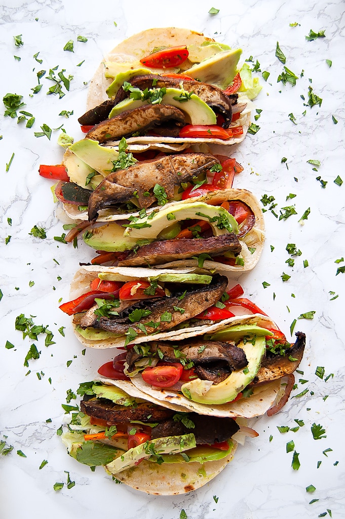 Adobo Lime Portobello Tacos are sheet pan tacos that make an easy, healthy weeknight dinner the whole family will love. They're vegan, gluten-free, dairy-free, soy-free, and easily modifiable for most food allergies and sensitivities. 