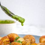 Hasselback Baby Potatoes with Orange Basil Pesto are a sophisticated, flavorful, fresh, yet simple side dish. They're gluten-free, dairy-free, nut-free, soy-free, and vegan.