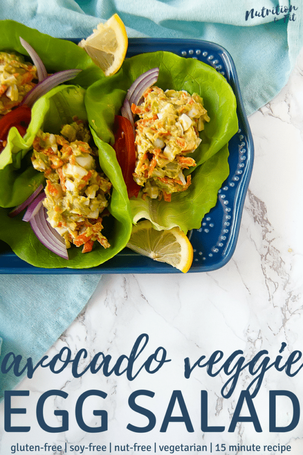 Avocado Veggie Egg Salad is a creative, flavorful, nutritious egg salad, that makes for a more unique hard-boiled egg recipe. It's dairy-free, gluten-free, nut-free, soy-free, and easy to make! | Nutrition to Fit