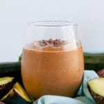 This rich Chocolate Veggie Smoothie is packed with nutrients, veggies, healthy fats, and has zero added sugar! It's dairy-free, gluten-free, nut-free, vegan, and is free of all top eight most common food allergens! Toddler and husband-approved healthy smoothie.