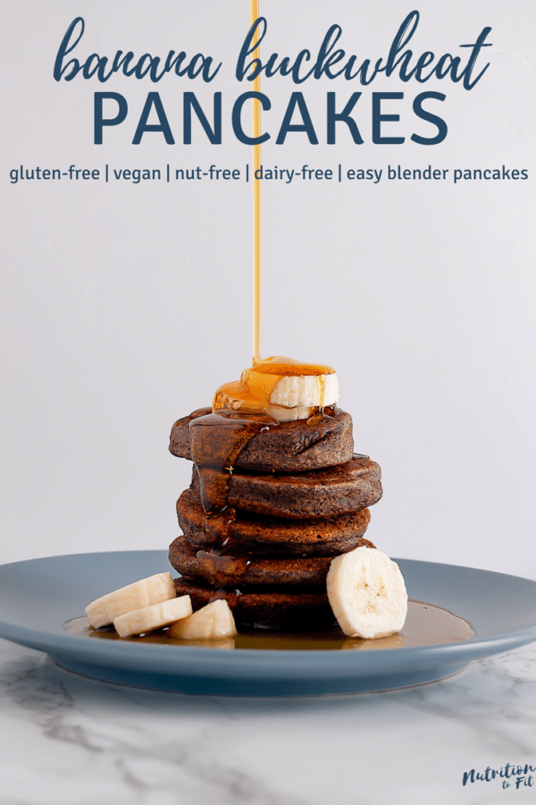 This easy Banana Buckwheat Pancakes recipe combines all ingredients in a blender resulting in a simple, gluten-free, vegan breakfast. | Nutrition to Fit