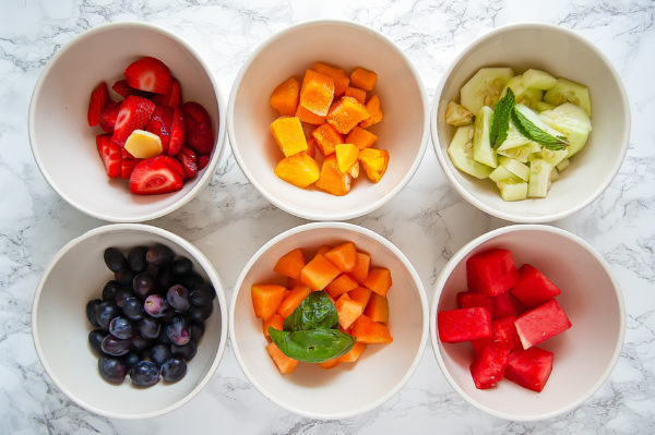 chopped fruit prepped for how to make agua fresca