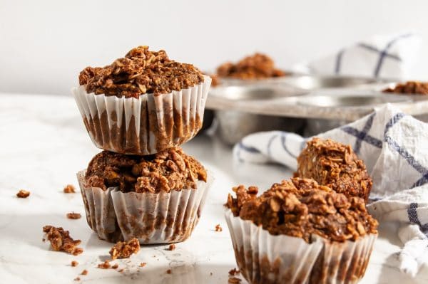 Wholesome oatmeal banana muffins are delicious and a perfect way to use up those brown bananas on your counter! gluten-free, nut-free, soy-free, egg-free, dairy-free, vegan