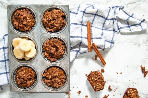 Wholesome oatmeal banana muffins are delicious and a perfect way to use up those brown bananas on your counter! gluten-free, nut-free, soy-free, egg-free, dairy-free, vegan