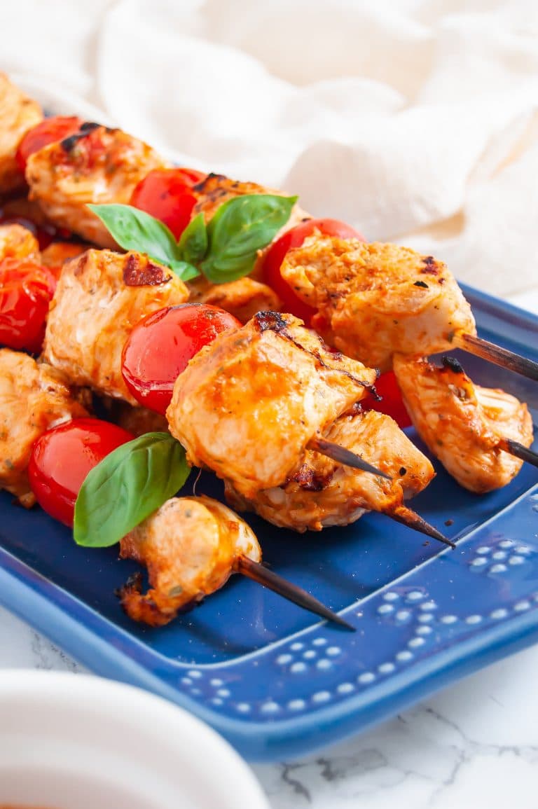 Tomato Basil Chicken Kebabs