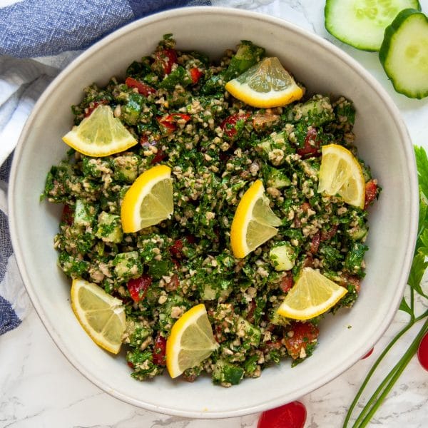 Naturally gluten-free and grain-free, this sunflower seed tabbouleh salad offers a fun and healthy variation packed with texture and fresh flavors.