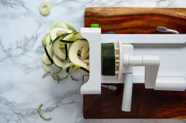 Antipasto salad gets a light and fresh take with this zucchini noodle antipasto salad. A fun zucchini noodle pasta salad, it's perfect with any healthy summer meal.