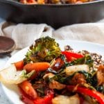 Easy chicken stir fry with garlic ginger sauce is a simple, healthy meal that can be made on a busy weeknight or easily added to your meal prep rotation.