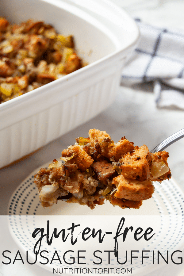 This gluten-free stuffing recipe with sausage is a classic, simple holiday side dish - the perfect Thanksgiving stuffing!