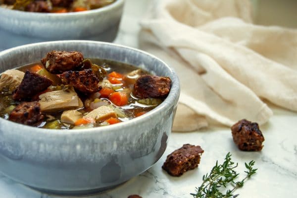 This leftover turkey soup recipe is an easy slow cooker recipe that helps use your Thanksgiving turkey leftovers! It's light and versatile - use your favorite vegetables!