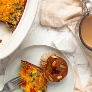 This Christmas breakfast casserole is a lightened up version of the classic sausage, hash brown, and egg casserole. It's gluten-free and is perfect for a Christmas breakfast recipe, Christmas brunch, or even Christmas Eve dinner, whatever your holiday traditions are!