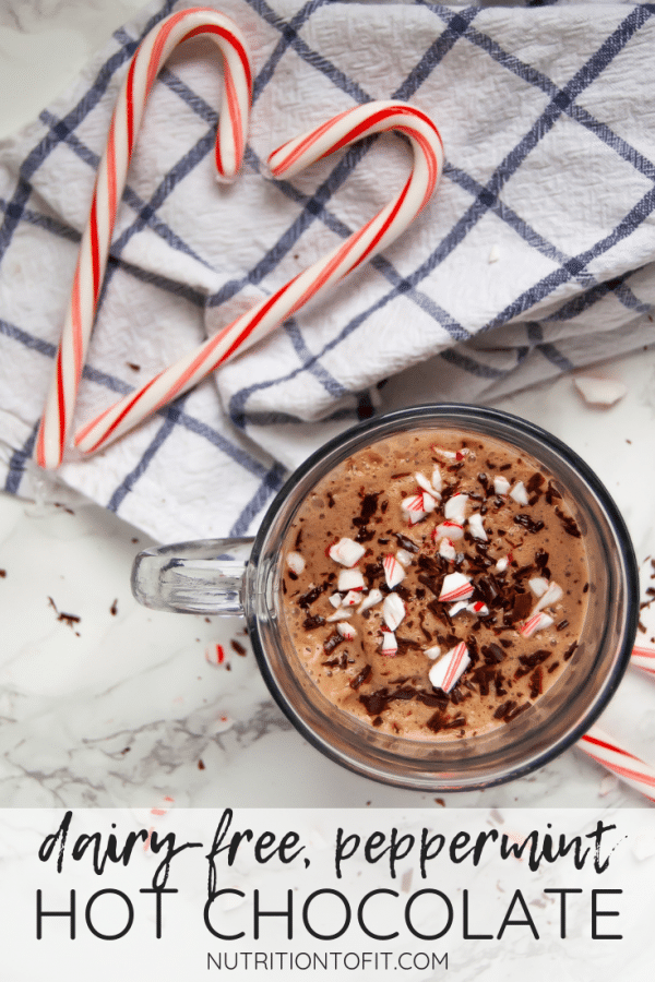 Pinterest Image for Dairy-Free, Peppermint Hot Chocolate