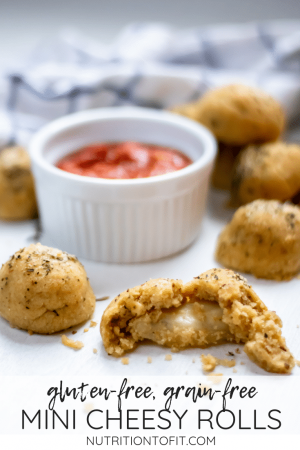 These mini cheesy rolls are delicious grain-free, gluten-free cheese stuffed bread rolls! They're the perfect healthy appetizer recipe for game days and parties!