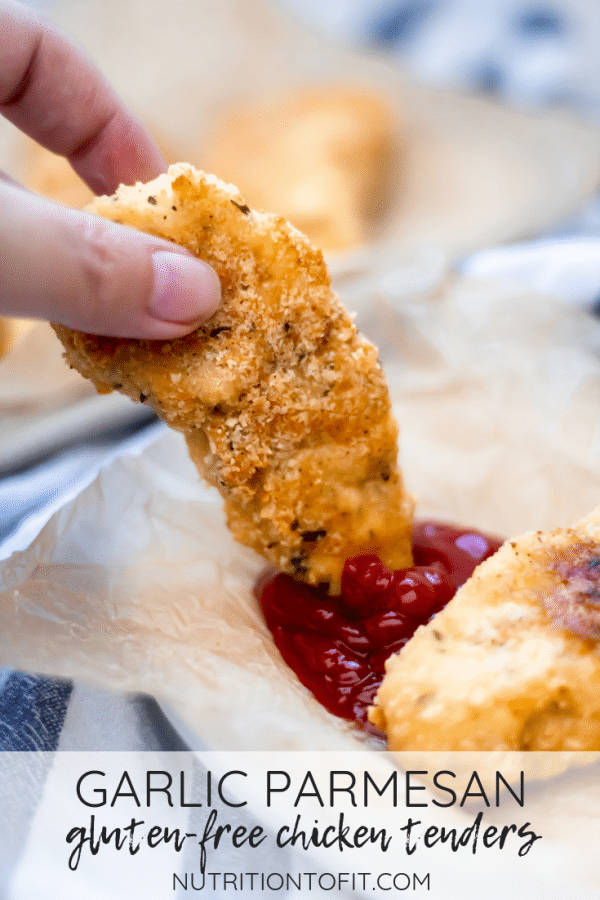 Gluten-free garlic parmesan chicken tenders are a kid-friendly dinner full of flavor. This healthy chicken tender recipe is a low carb, baked chicken tenders recipe everyone will love.