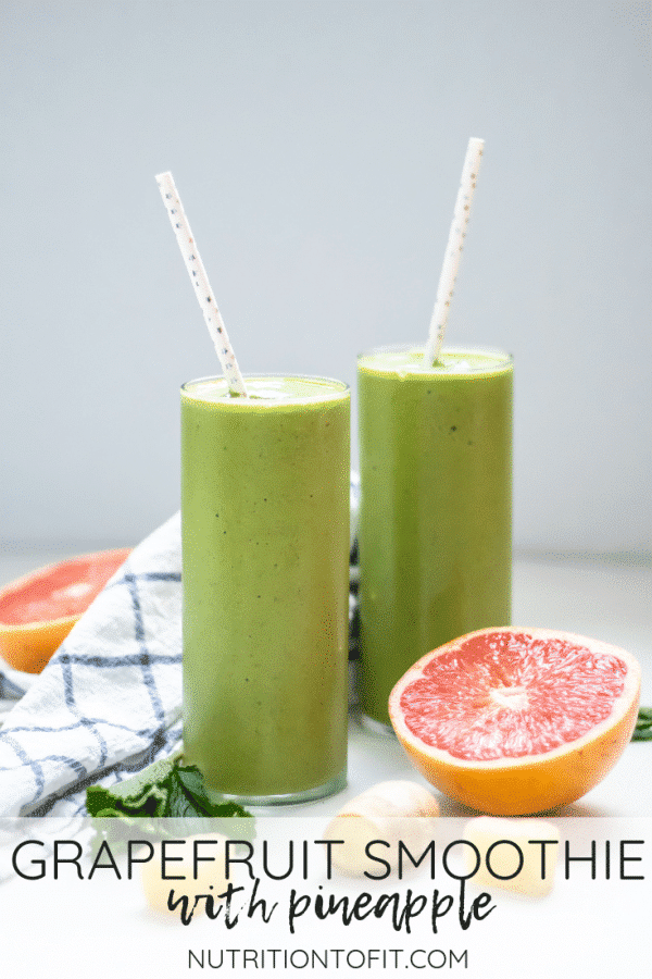 If you're a fan of grapefruit, you'll love this refreshing, balanced smoothie recipe full of fruit, greens, fiber, and more! This grapefruit recipe is a perfect way to use winter citrus while making a high-fiber smoothie!