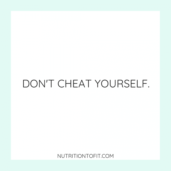 White square with blue border with text that reads "Don't cheat yourself."