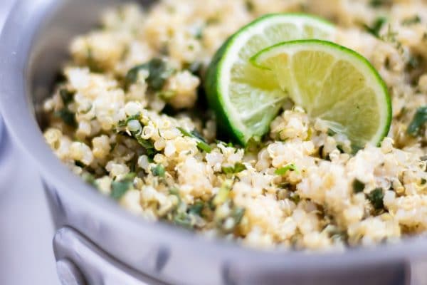 Close up of cilantro lime quinoa