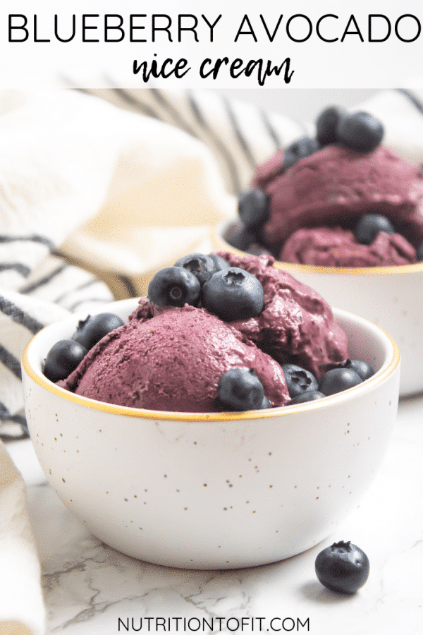 pinterest image with text and image for blueberry avocado nice cream