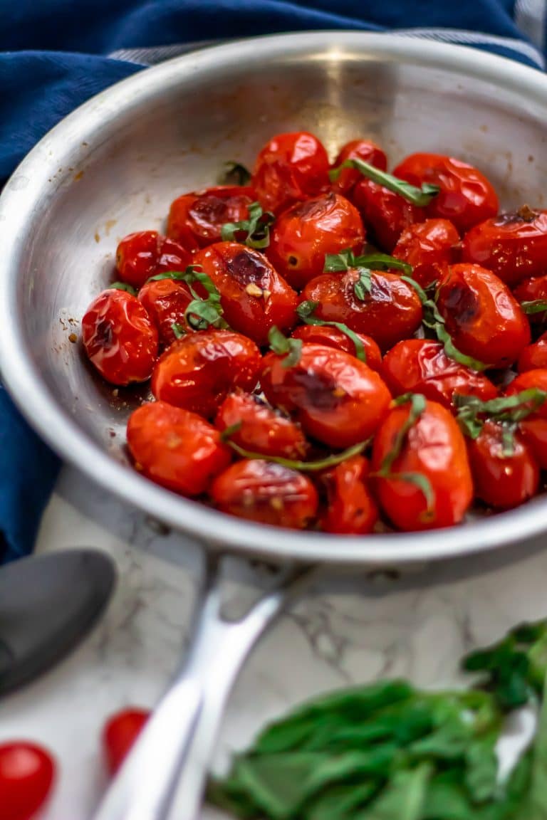 Blistered Tomatoes with Garlic and Basil