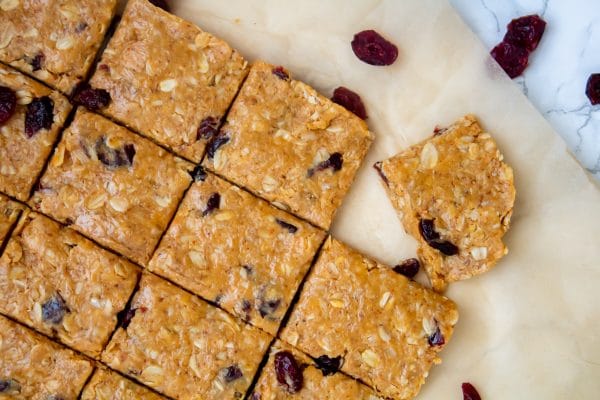 Peanut Butter & Jelly Bites can be made in bar form as well