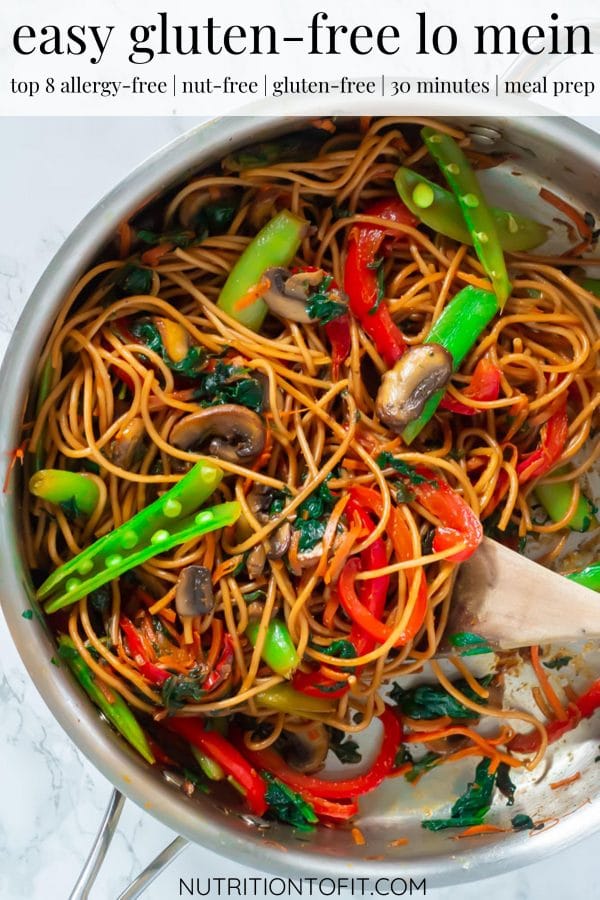 PInterest image of a pan of lo mein