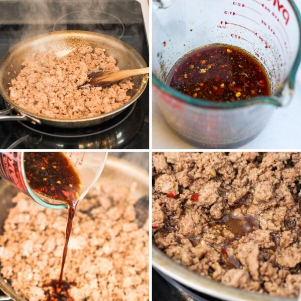 process shots to make Korean-inspired ground turkey