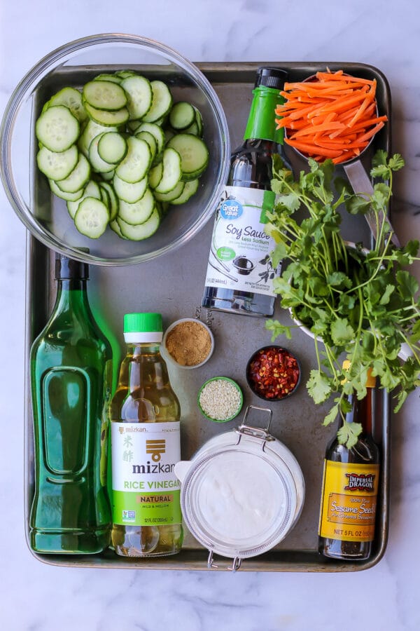 ingredients to make cucumber carrot salad