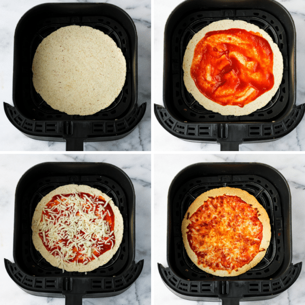 step by step how to make air fryer tortilla pizza