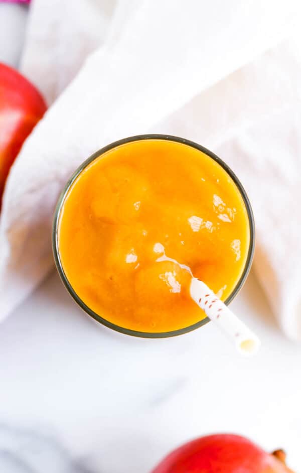 overhead shot of a mango slushie