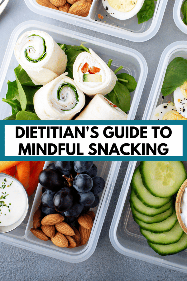 snack boxes with text overlay "dietitian's guide to mindful snacking"