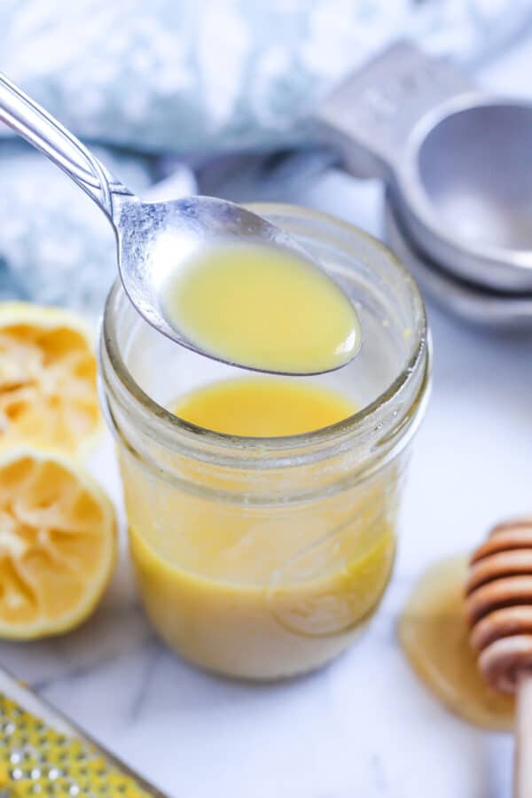 a spoonful of honey lemon vinaigrette