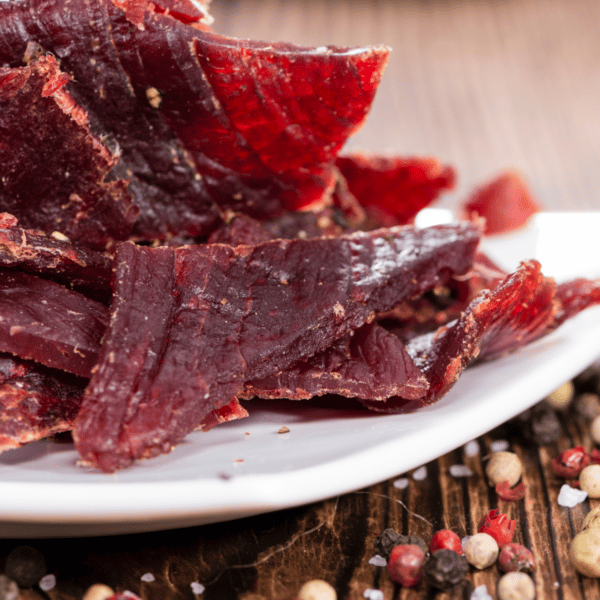 plate of jerky for quick healthy snacks