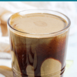 chocolate drizzled glass of chocolate zucchini smoothie