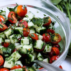bowl of mediterranean cucumber salad