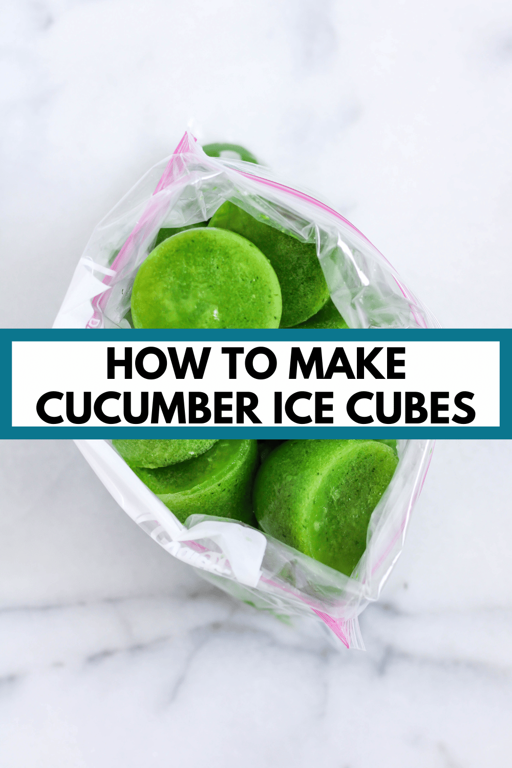 cucumber ice cubes in a bag