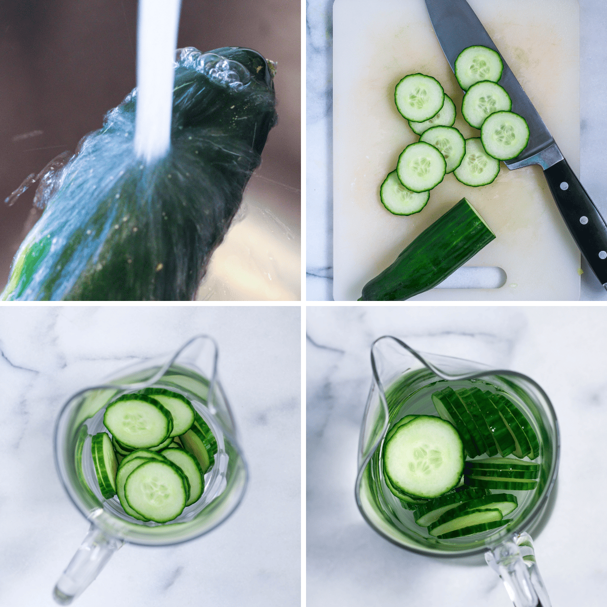 steps showing how to make cucumber water
