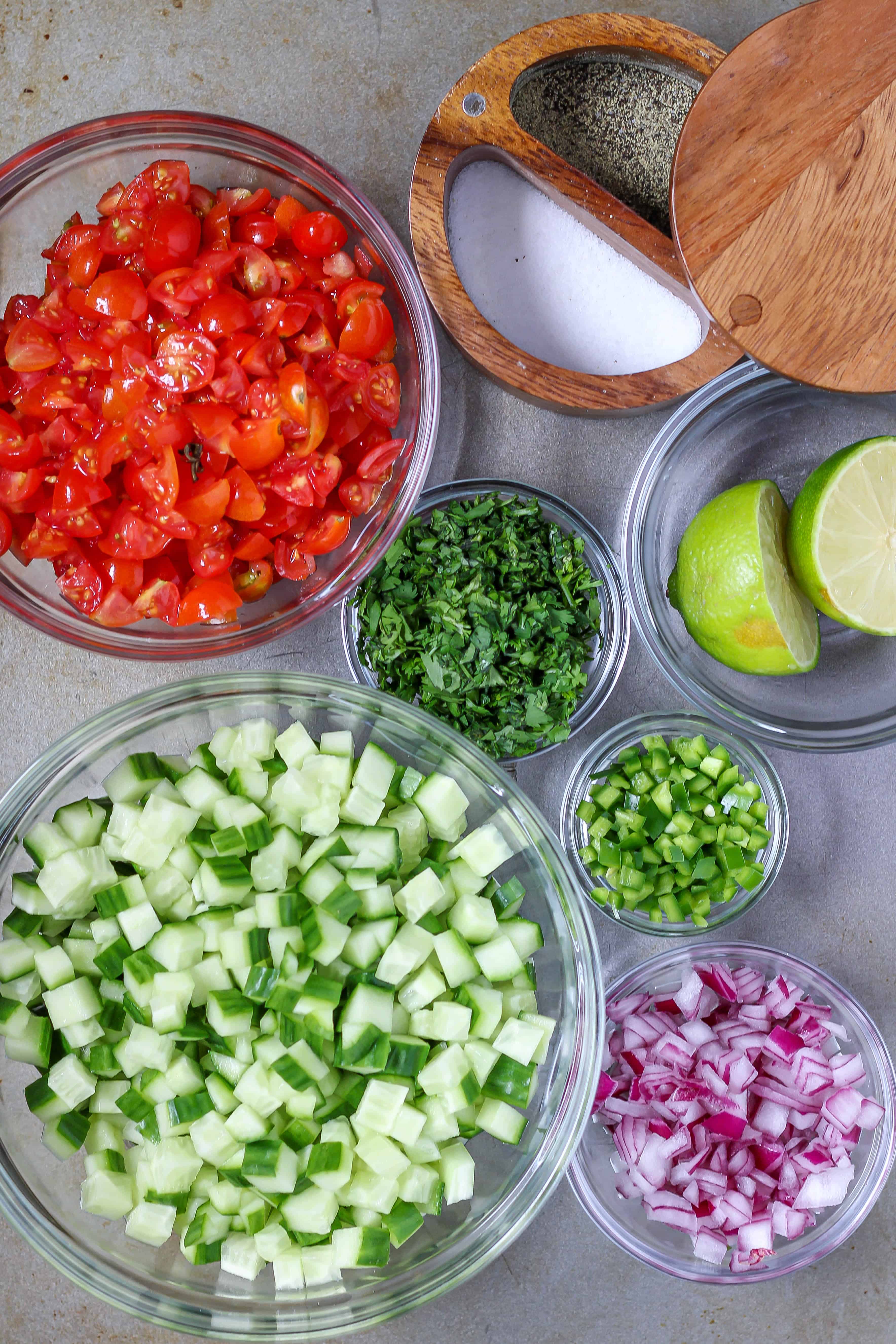 ingredients to make cucumber pico de gallo