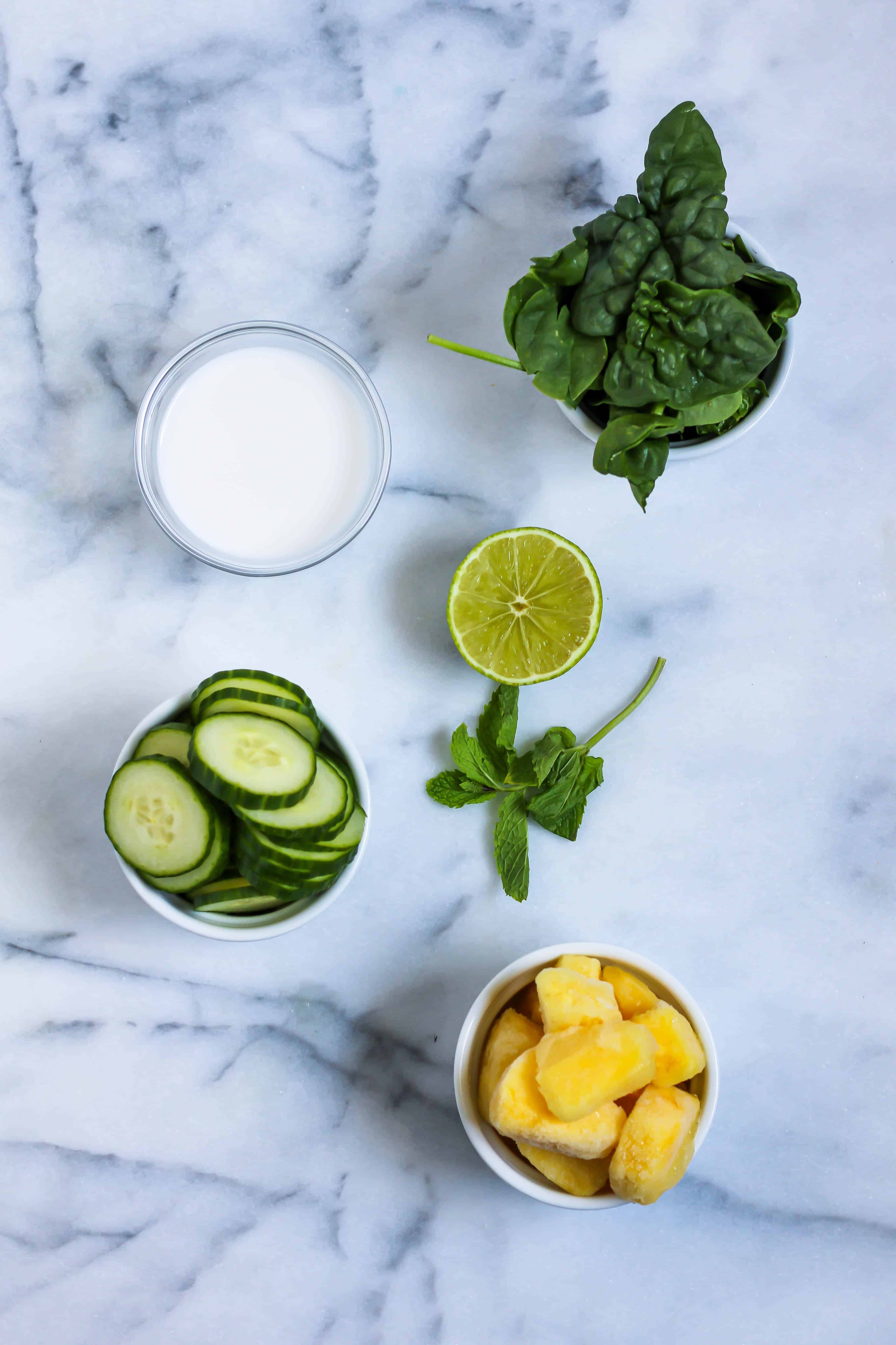 Ingredients to Make a Cucumber Pineapple Smoothie
