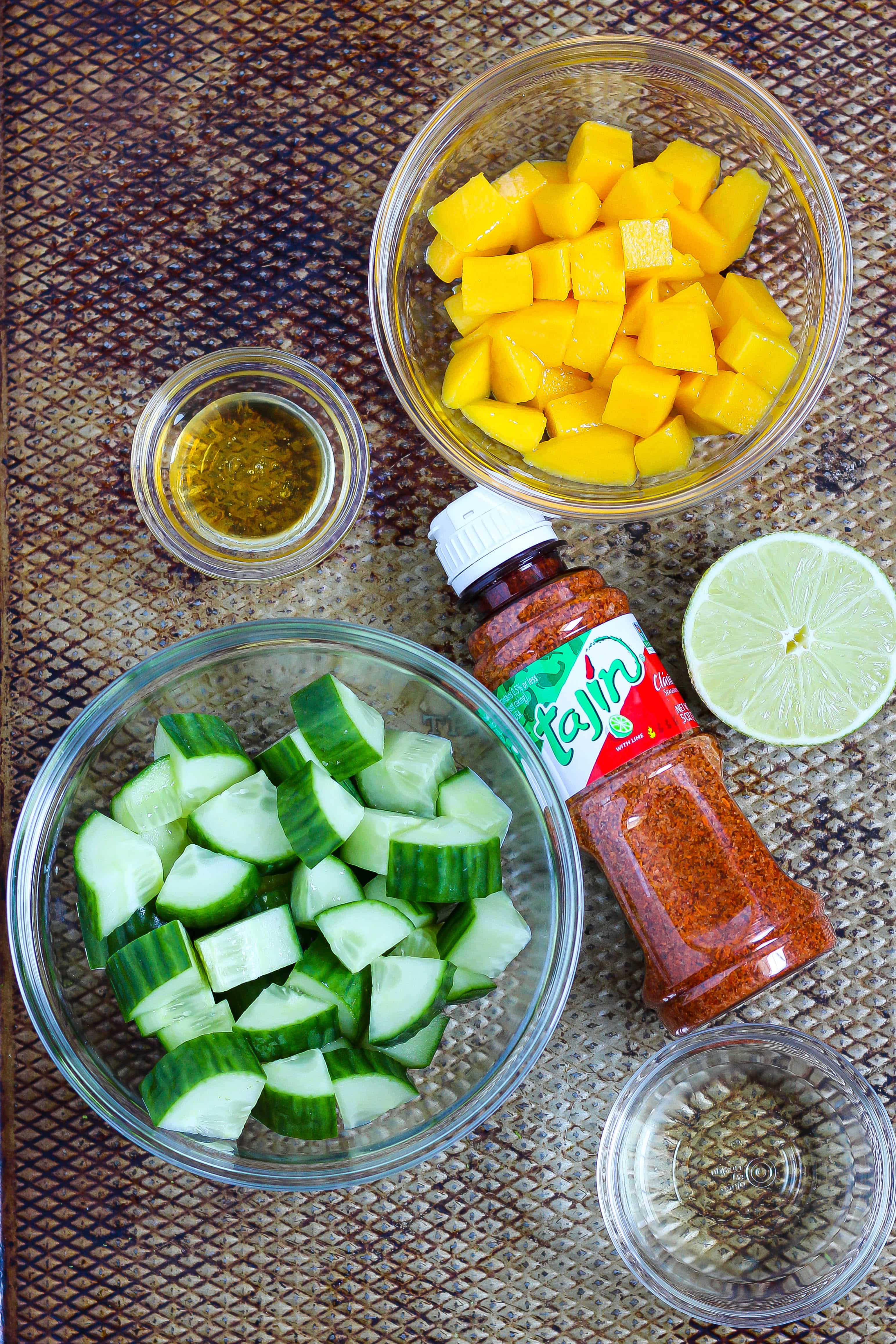ingredients needed to make mango cucumber salad