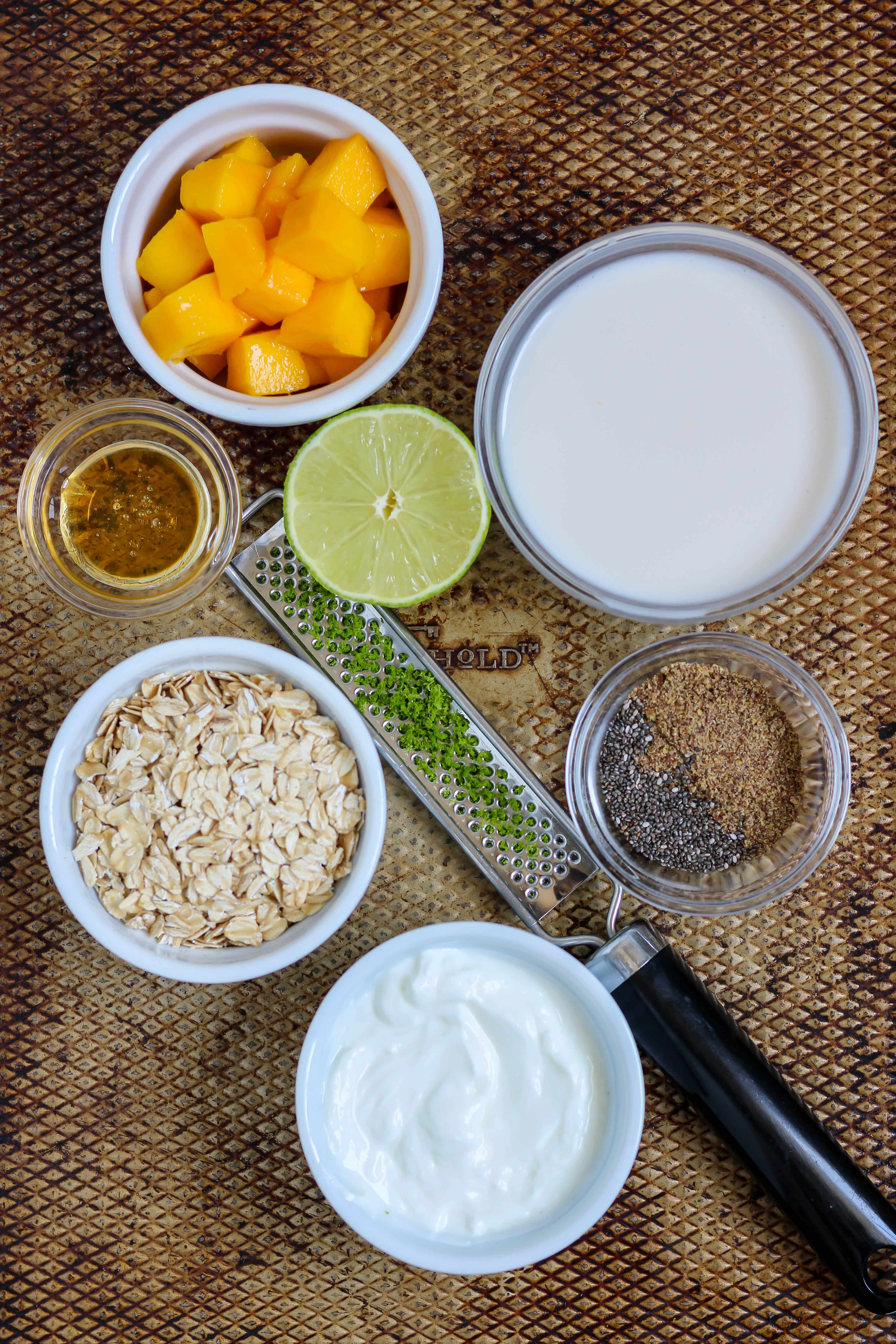 ingredients to make mango overnight oats