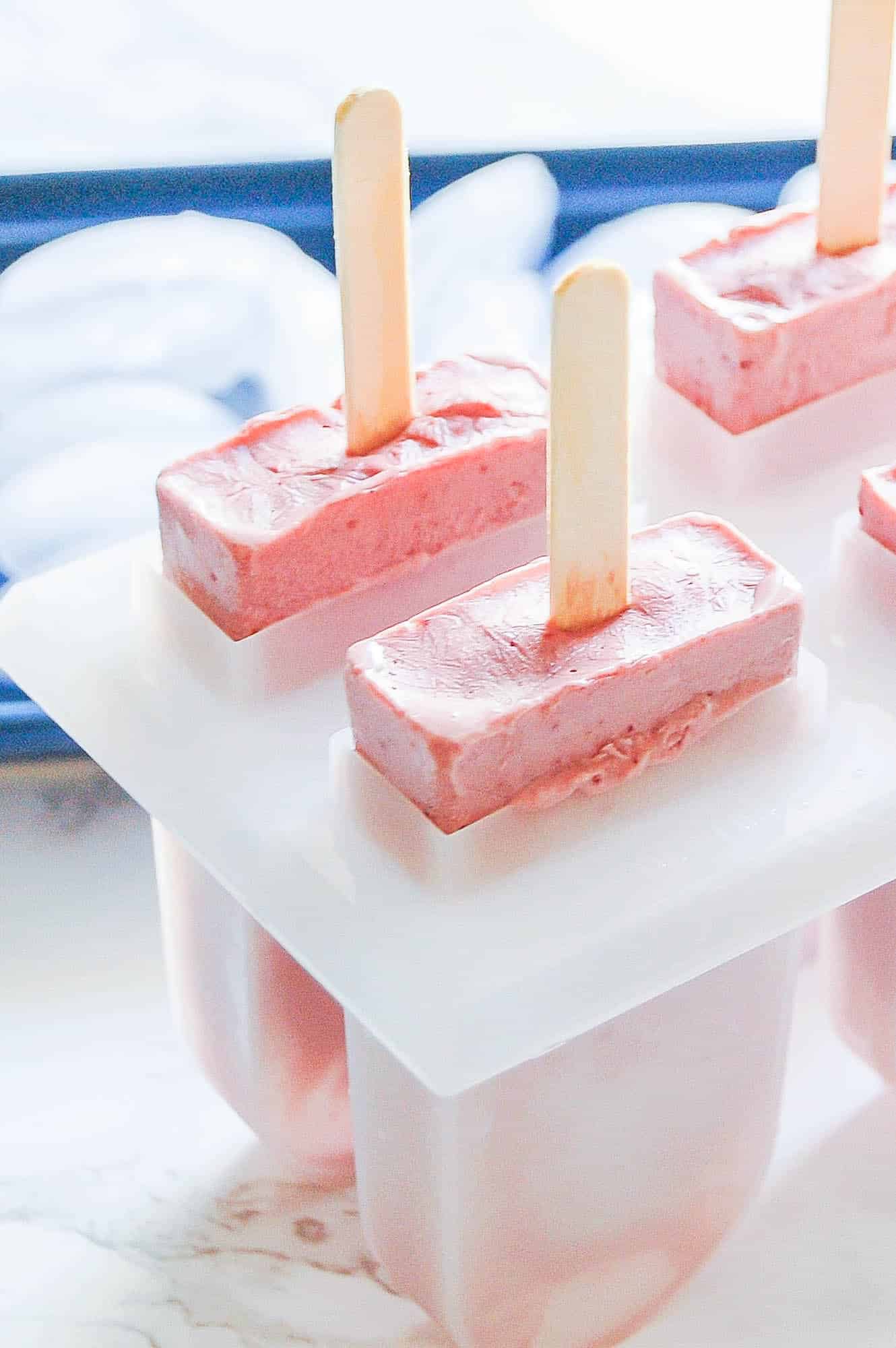 cherry popsicles in a popsicle mold